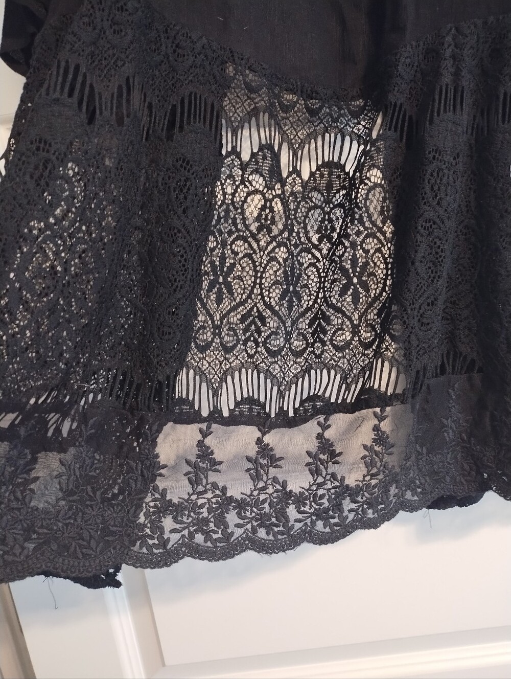 Black Lace Crochet Open-Front Cardigan - Picture 3 of 11